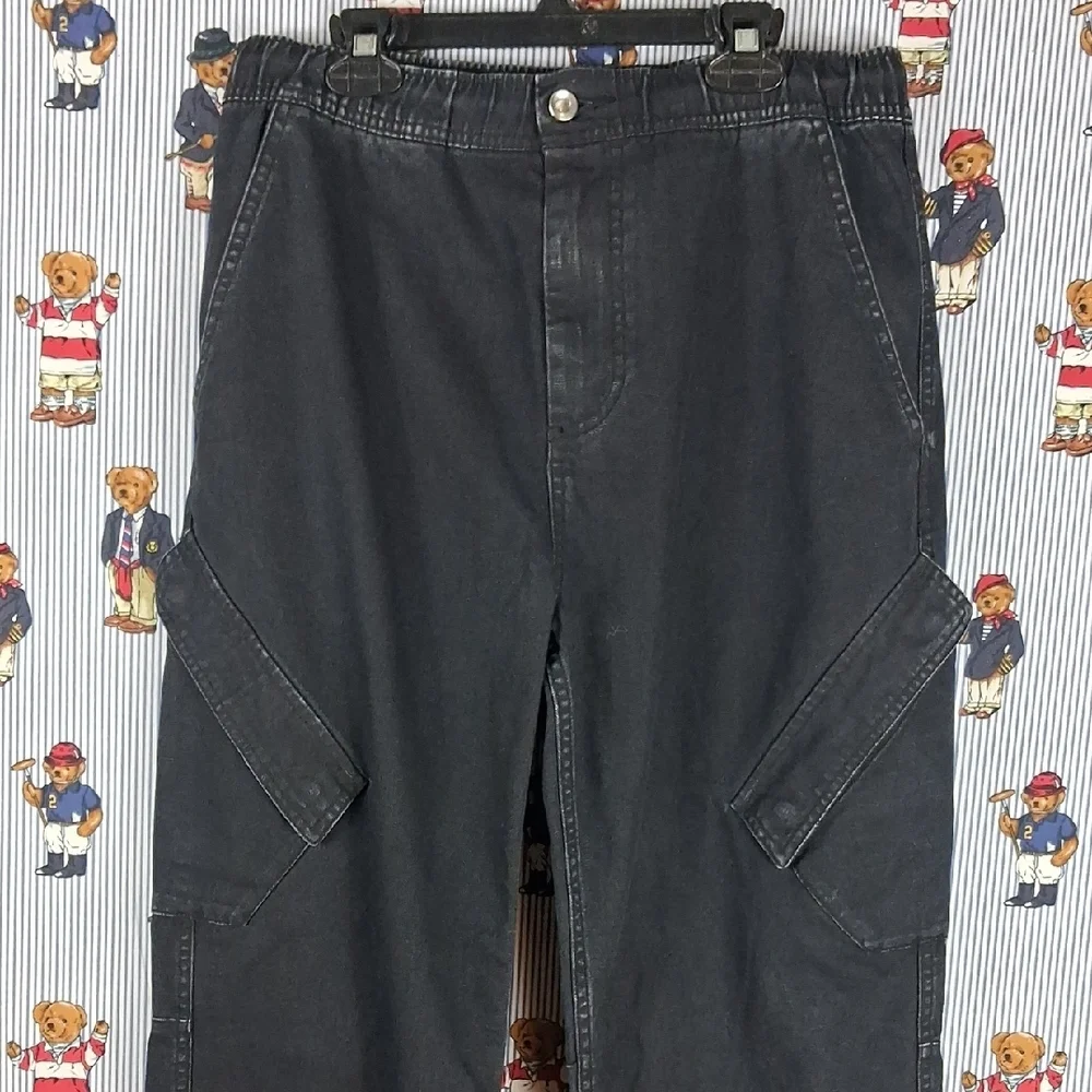 Jordan Brand Chicago Flat Front Drawstring & Button Cargo Black Fade Pants SZ Sm